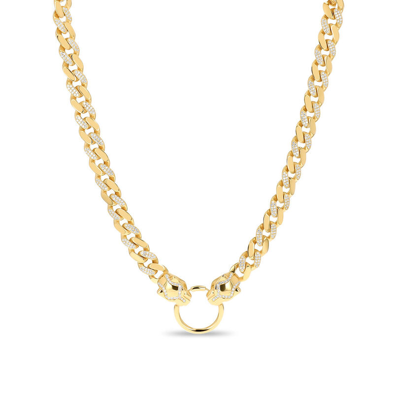 Gargantilla De Jaguar De Oro Amarillo 14K Con Z... image number null