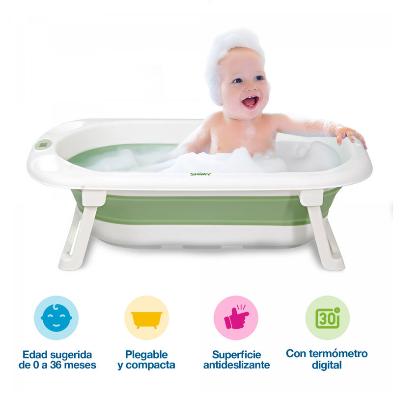 Tina plegable para beb&eacute; con term&oacute;metro image number null
