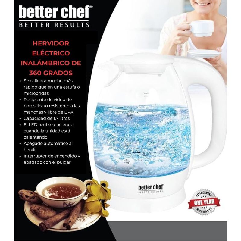 Tetera Hervidor El&eacute;ctrico Better Chef De Vidrio... image number null