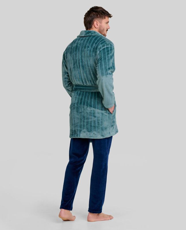 Bata Corta Jacquard a Rayas Verde image number null