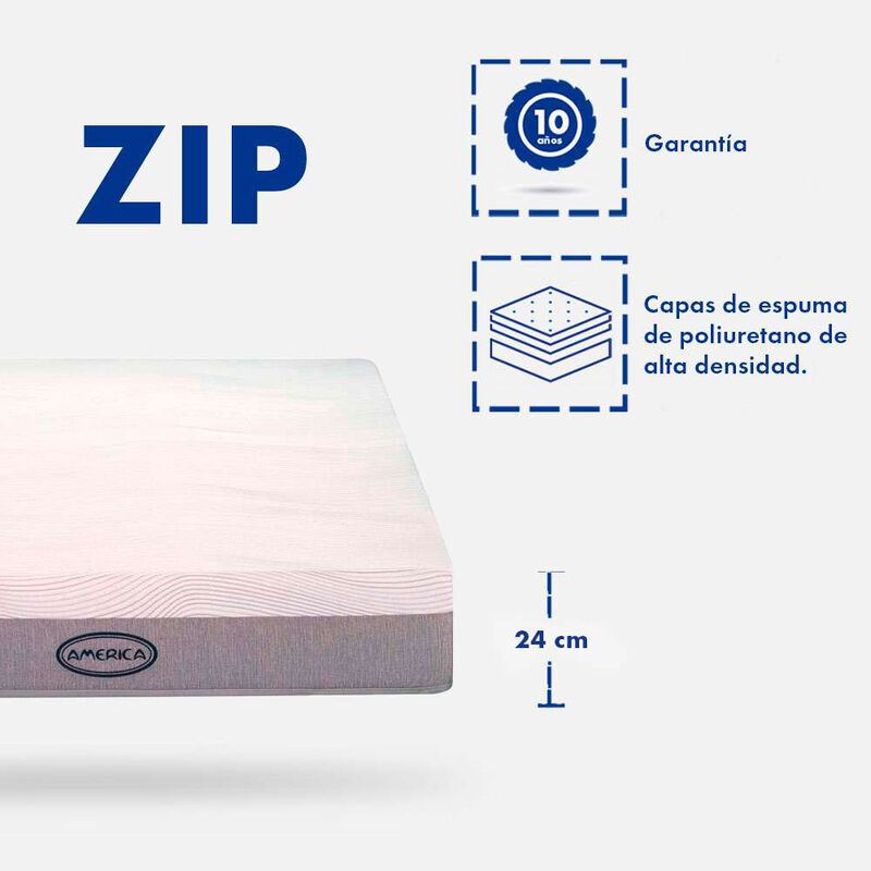 Colch&oacute;n en Caja Am&eacute;rica Matrimonial Zip Medio image number null