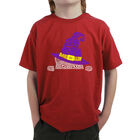 Camiseta Word Art para Ni&ntilde;o - Gato De Bruja Asom&aacute;ndose - Rojo
