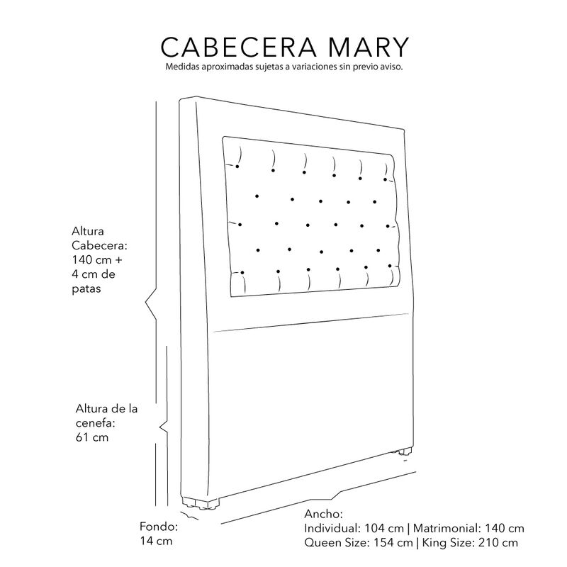 Cabecera Queen Size Dicasa Mary Palo de Rosa image number null