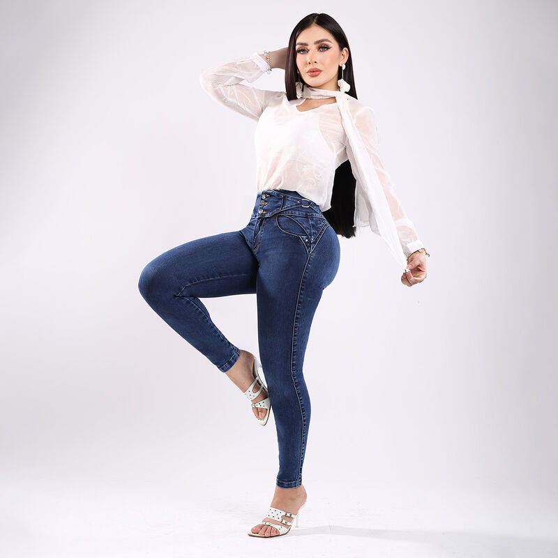 Jeans Skinny Mujer Nyk Azul Tiro Medio Mezclill... image number null