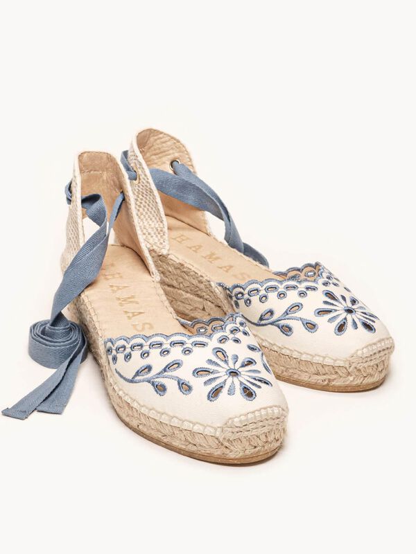Alpargata de Cu&ntilde;a Media Romero Azul Jeans Borda... image number null