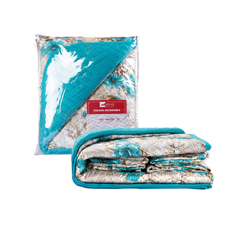 Juego de Colcha Matrimonial Queen Size Turquesa image number null