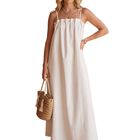 Vestido Casual Largo Para Mujer Malabis Ves-1041 Blanco De Tela Ligera