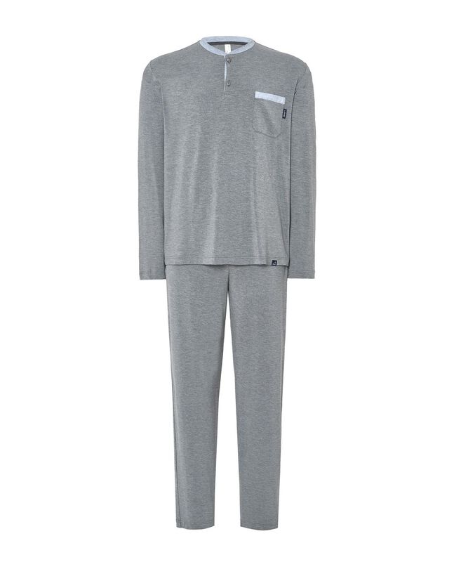 Pijama Modal Abierto para Hombre Gris image number null