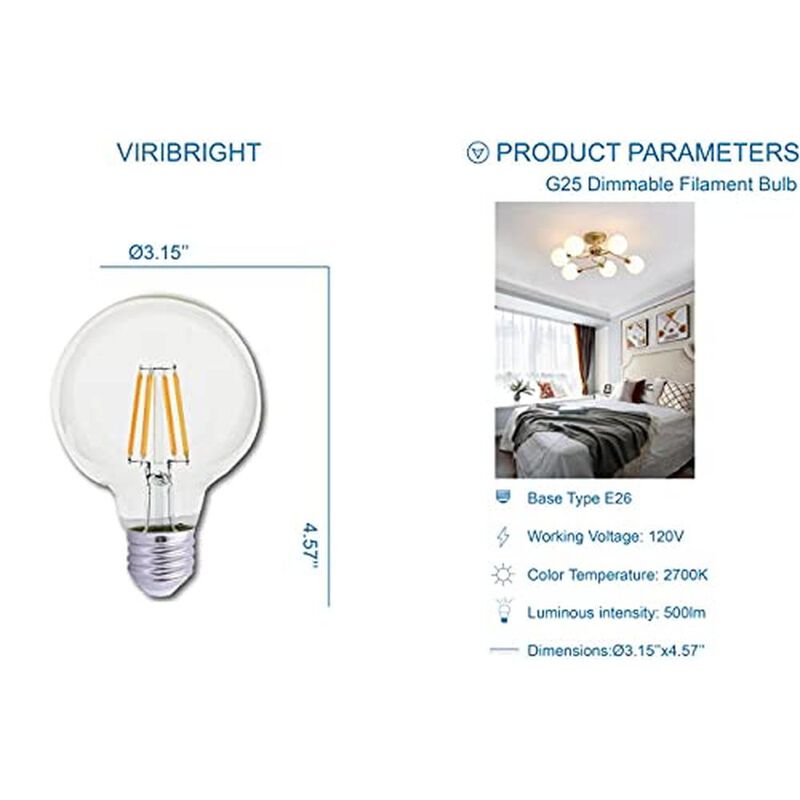 Bombilla de cristal transparente, blanco suave,... image number null