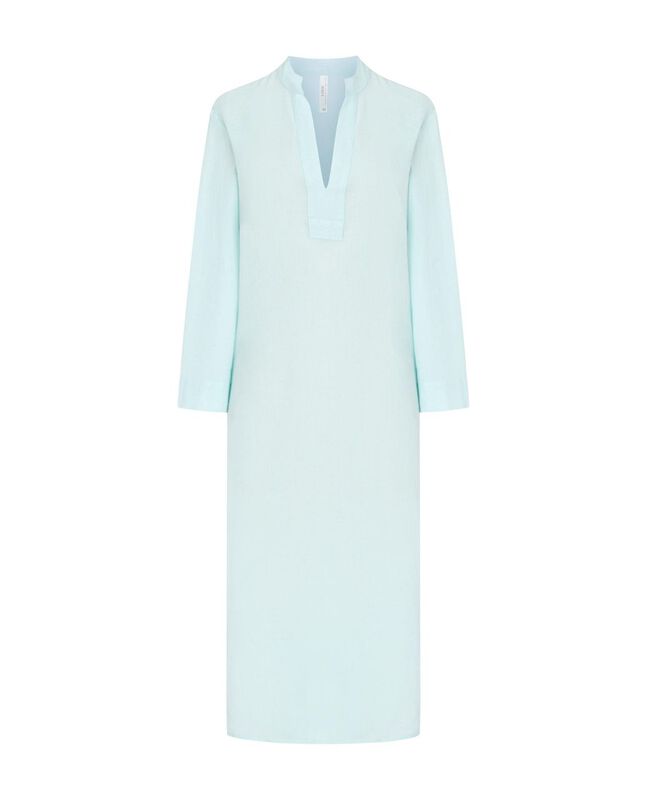 Vestido Liso con Abertura Turquesa image number null