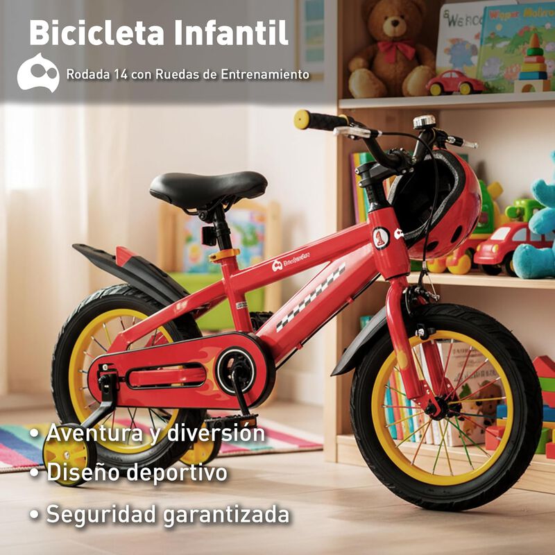 Bicicleta Infantil R14 Con Ruedas De Apoyo, Dob... image number null