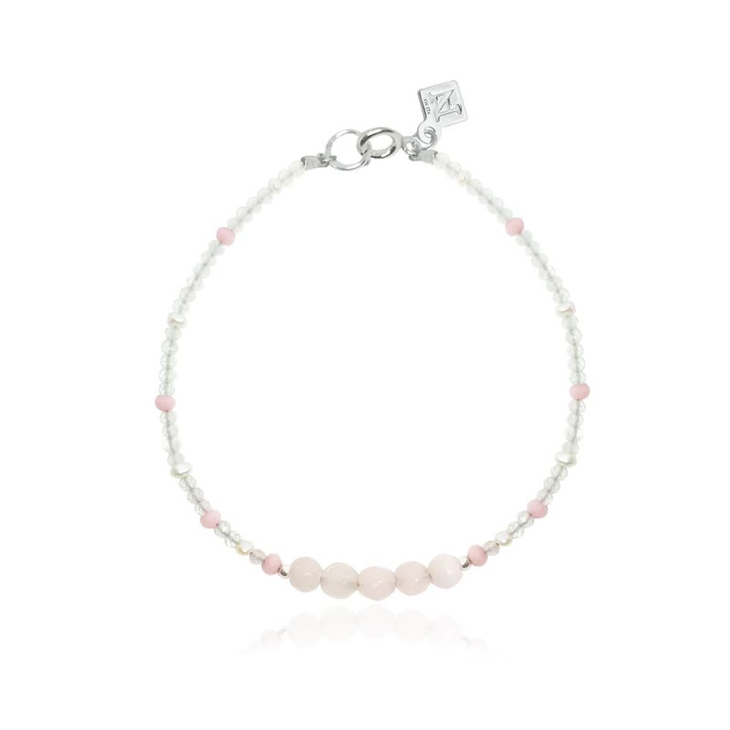 Pulsera de Cuarzo Rosa con Perla y plata .925 image number null