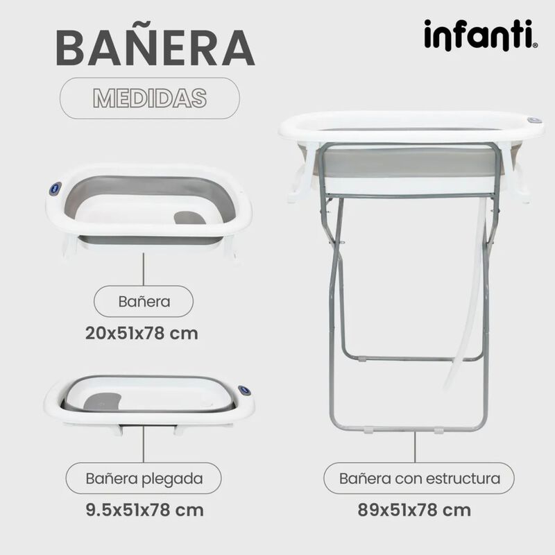 Ba&ntilde;era Plegable Con Soporte y Sistema de Desag&uuml;... image number null