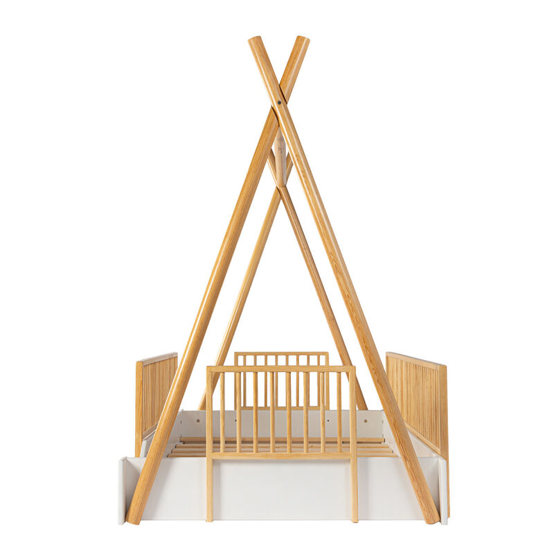 Cama Tipi Montessori de Madera con Barandales R... image number null