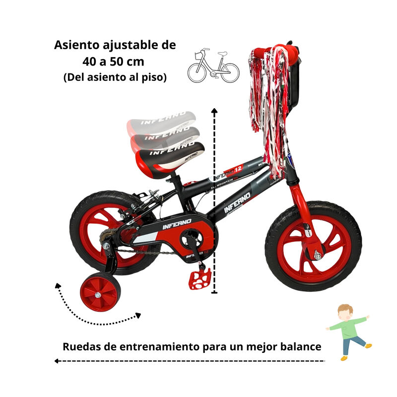 Bicicleta Infantil Ni&ntilde;os R12 Ruedas Auxiliares ... image number null