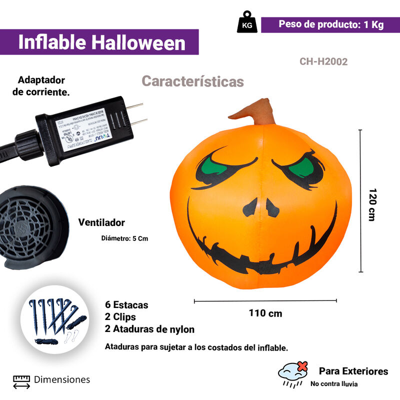 Inflables De Halloween Calabaza con Luz image number null