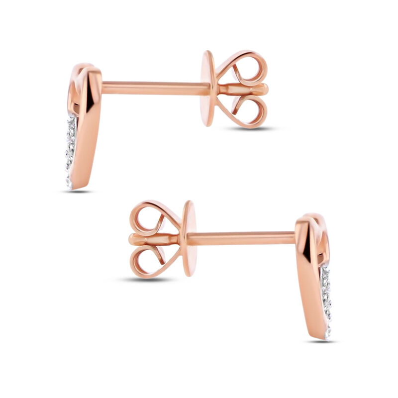 Broqueles De Oro Rosa 14K Con 3 Pts De Diamante image number null