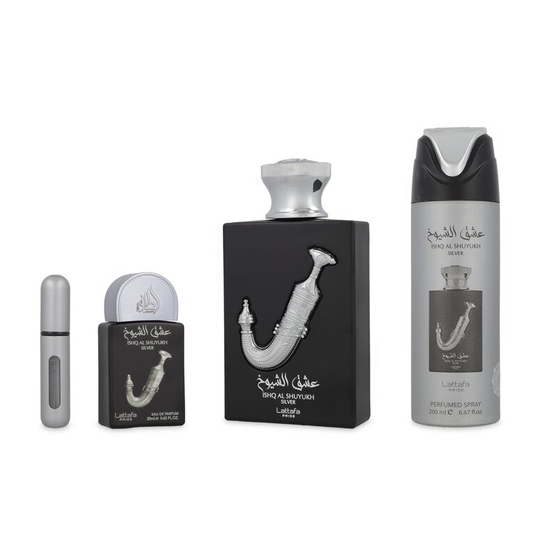 Set Lattafa Pride Ishq Al Shuyukh Silver 4pzsfr... image number null