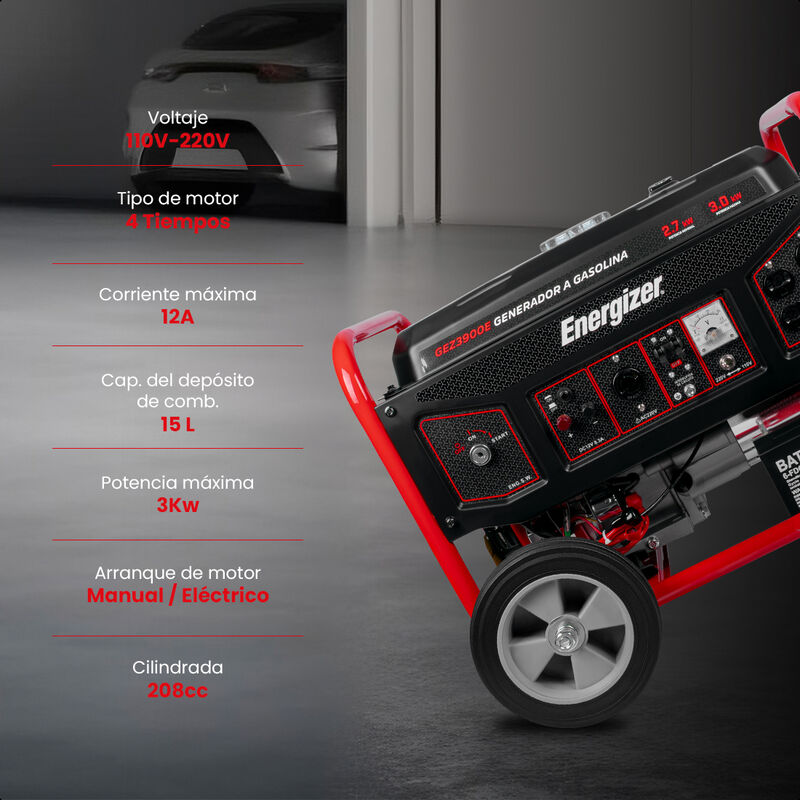 Energizer Generador a gasolina 3kW 208cc 15L GE... image number null