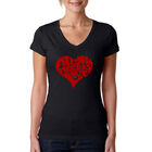 Camiseta De Cuello En V Word Art Para Mujer - All You Need Is Love- Negro