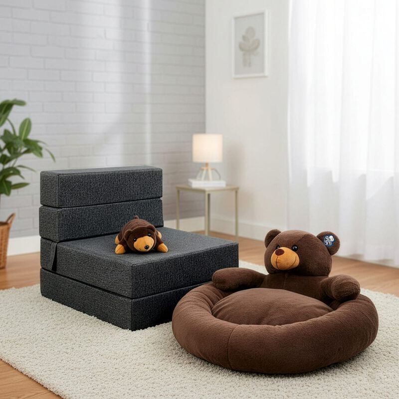 Sill&oacute;n Plegable Individual Gris Oxford + Cama p... image number null