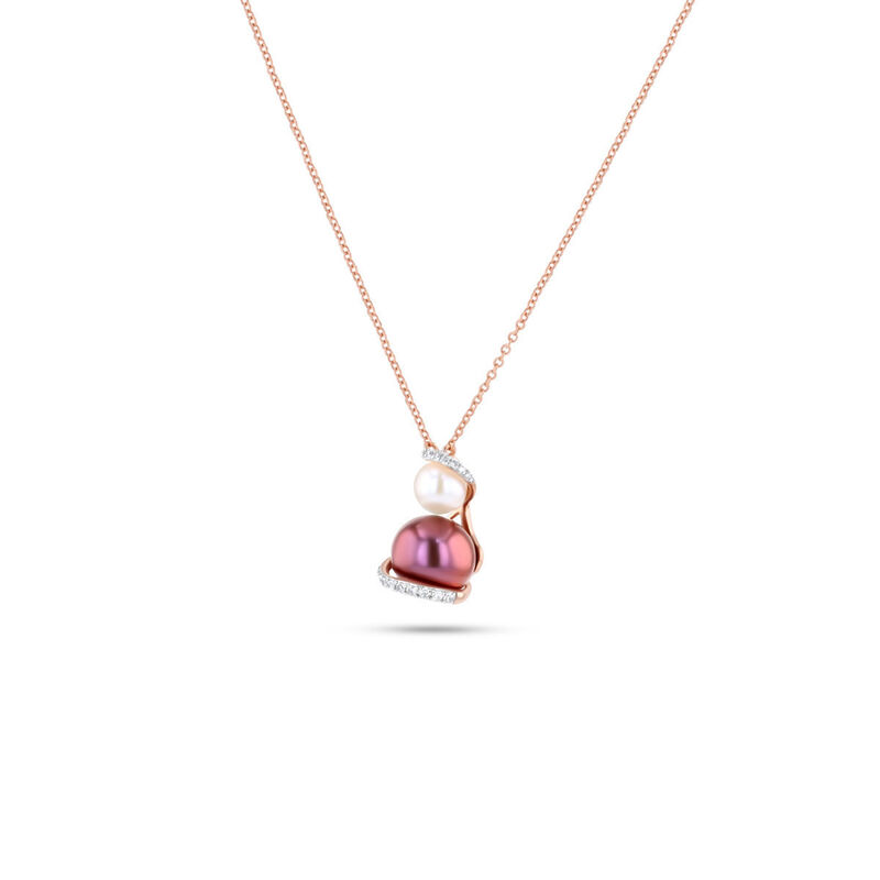 Gargantilla De Oro Rosa 14k Con 6pts De Diamant... image number null