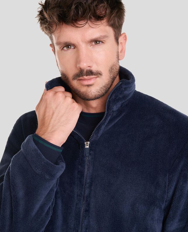 Bata Corta con Cremallera Azul Marino image number null