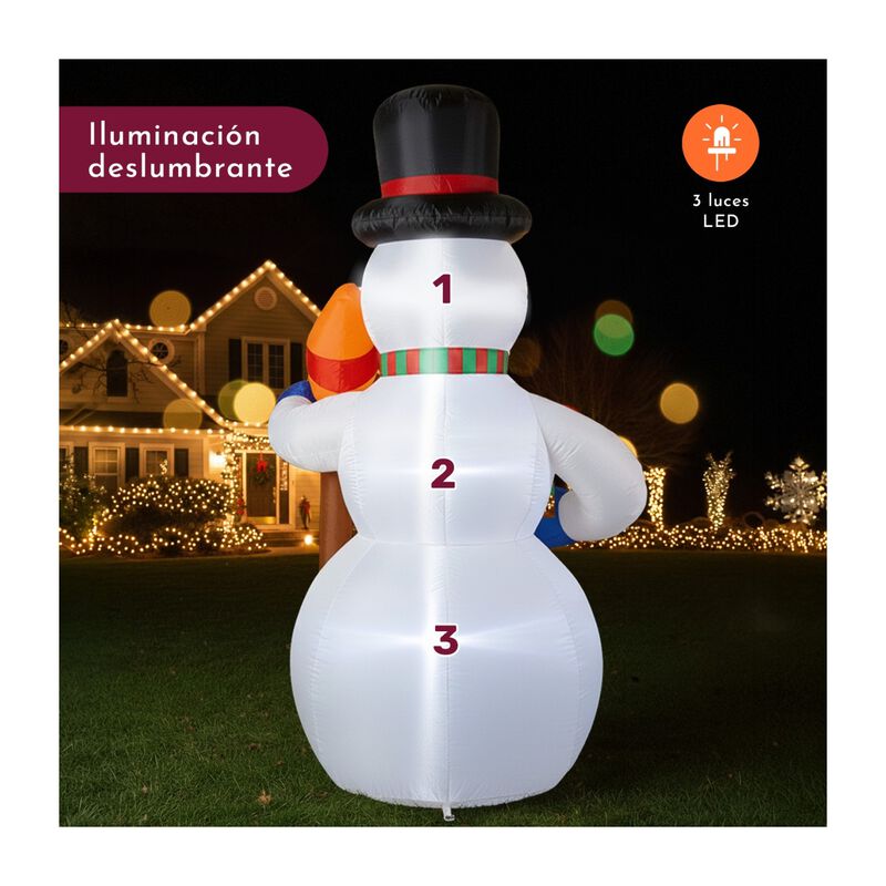 Inflable Navidad Mu&ntilde;eco Nieve Gigante 2.7m Exte... image number null