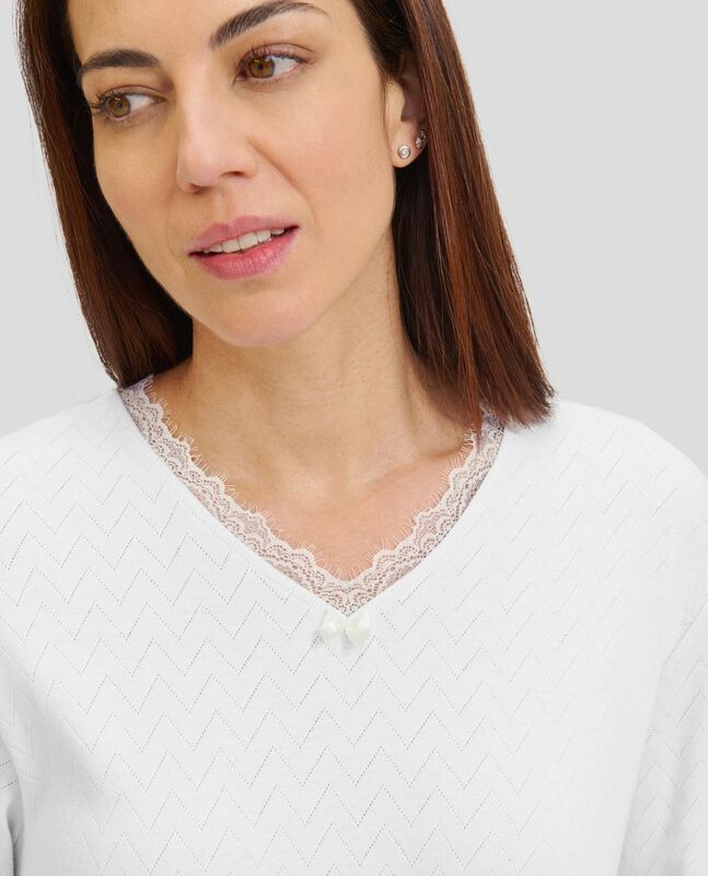 Camis&oacute;n Lencero con Puntilla M/L Marfil image number null