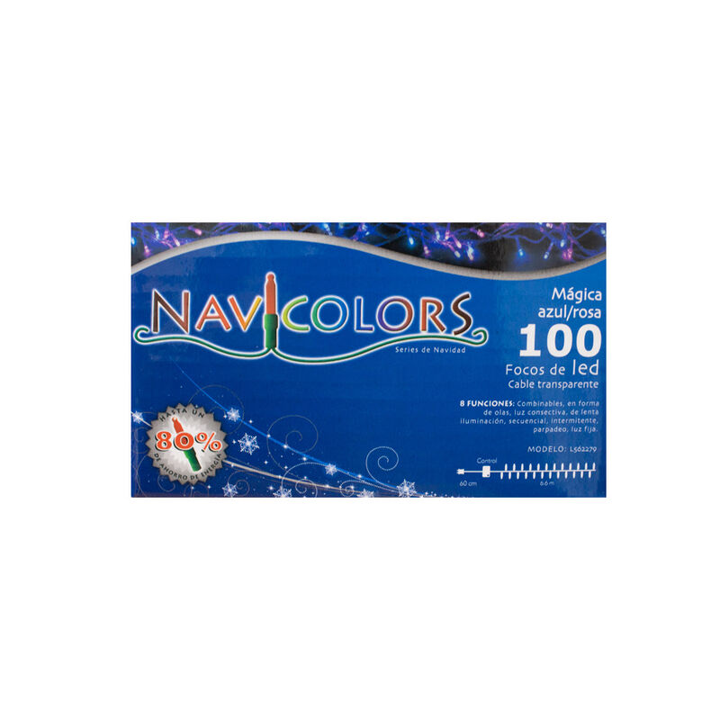 Serie Decorativa Luz Led Rosa/Azul 100 Focos 8 ... image number null