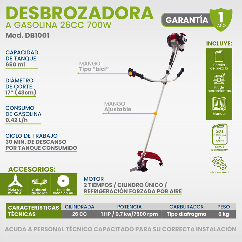 DESBROZADORA A GASOLINA IGOTO 26CC 700W 1 HP image number null