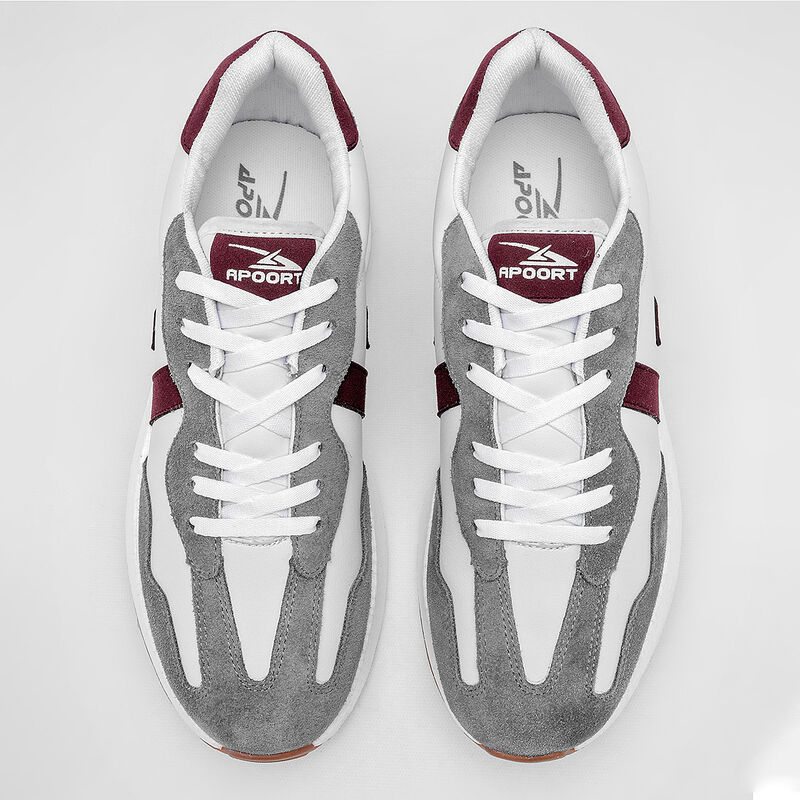 Apoort Tenis urbano para hombre. Blanco gris vi... image number null