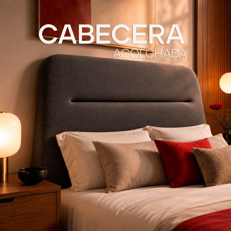 Cama Matrimonial Verona Tapizada Estructura Mad... image number null