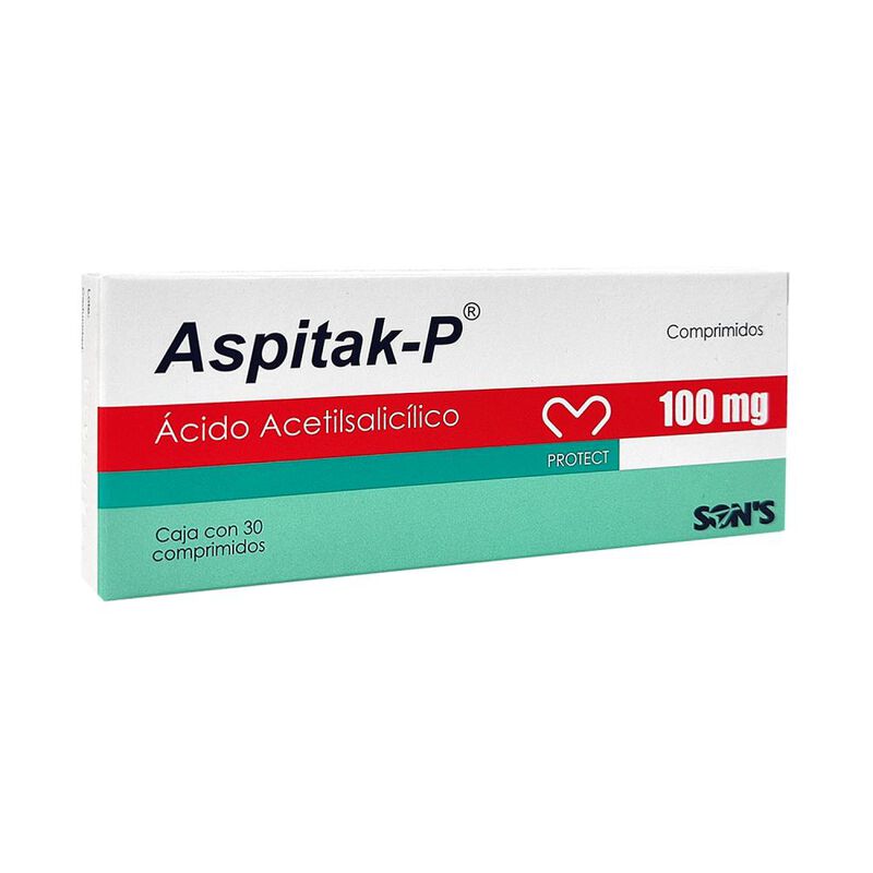 Aspitak-p Acido Acetilsalic&iacute;lico 100mg 30 Compr... image number null