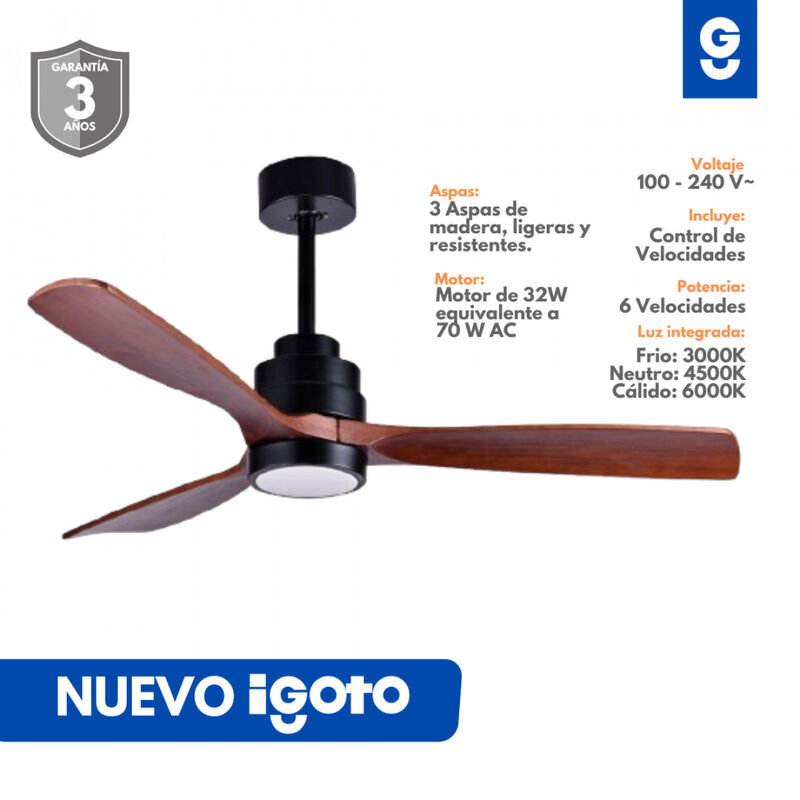 Ventilador Viena 52 Negro/Caf&eacute; image number null