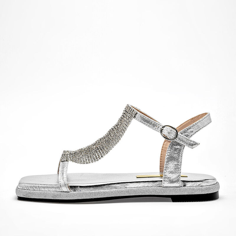 Moramora Sandalia para mujer plata image number null