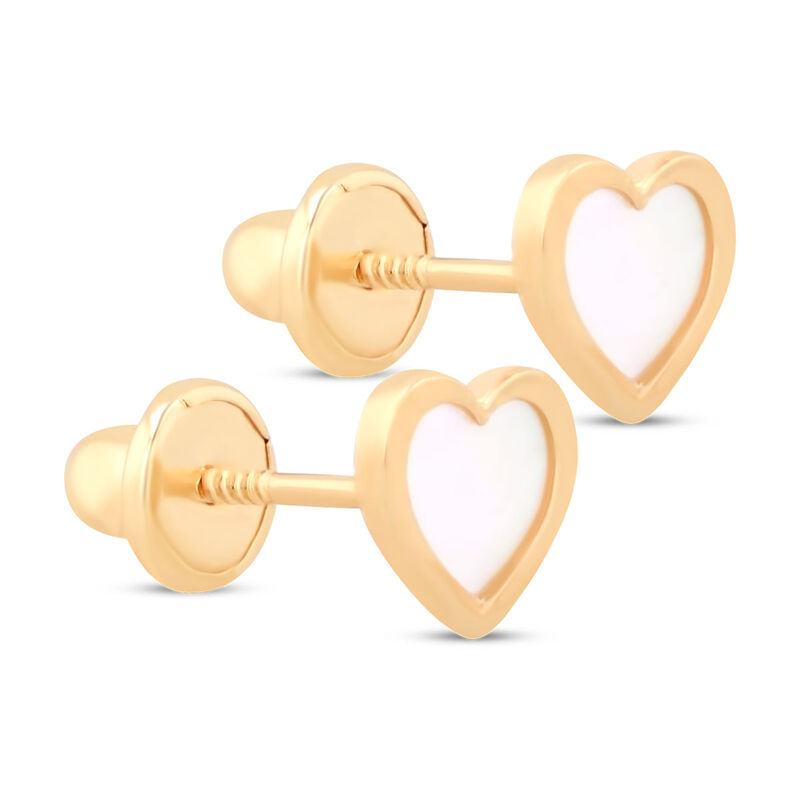 Broqueles De Coraz&oacute;n De Oro Amarillo 14k Con Na... image number null