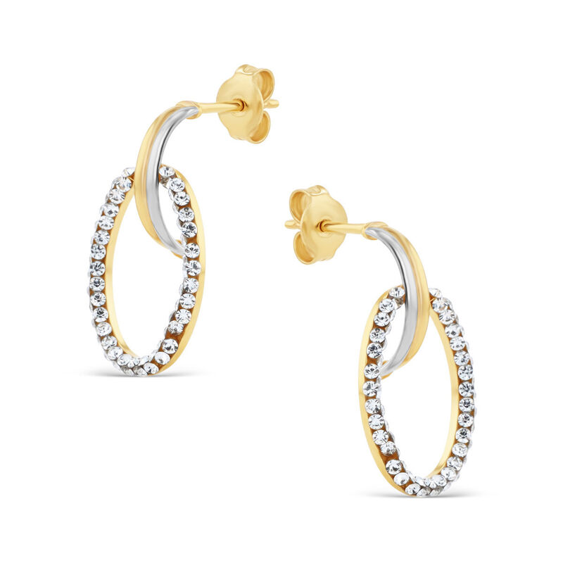 Aretes Oro Amarillo Y Blanco 10k Con Zirconias ... image number null