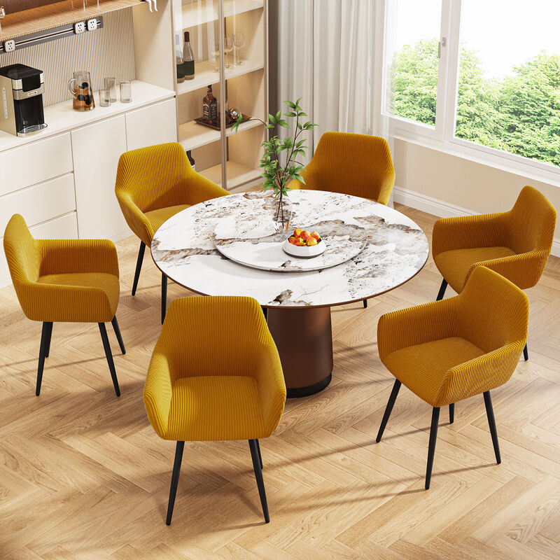 Set De 2 Sillas De Comedor Con Brazos, Tela Pan... image number null