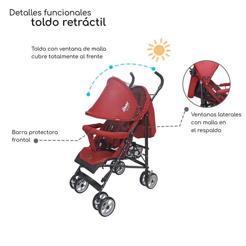Carriola Reclinable, Plegable D&rsquo;Beb&eacute; Aerostar -... image number null