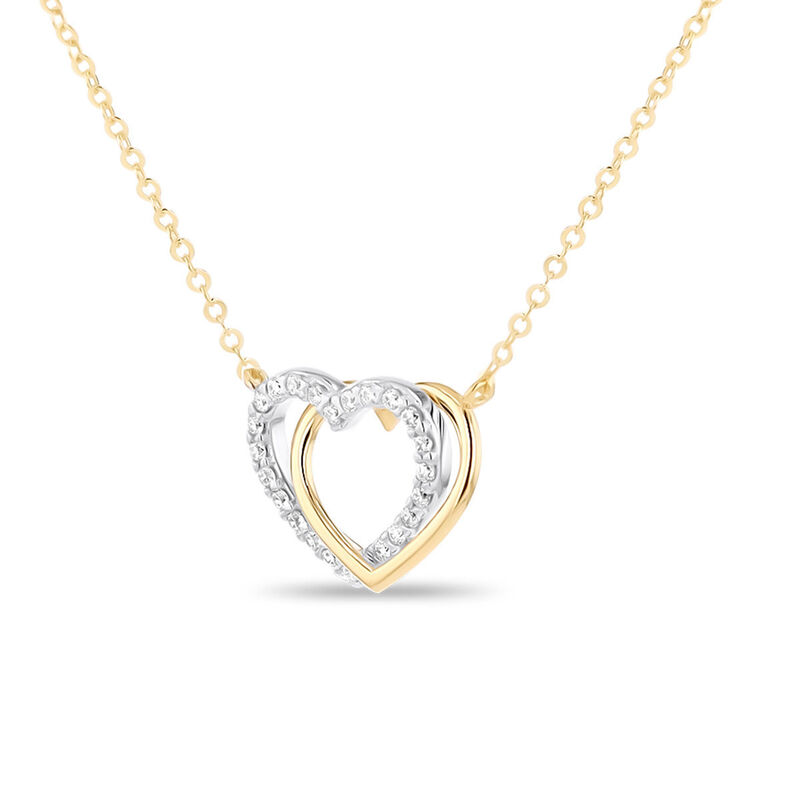 Gargantilla Coraz&oacute;n Bicolor 10k Con Zirconias (... image number null