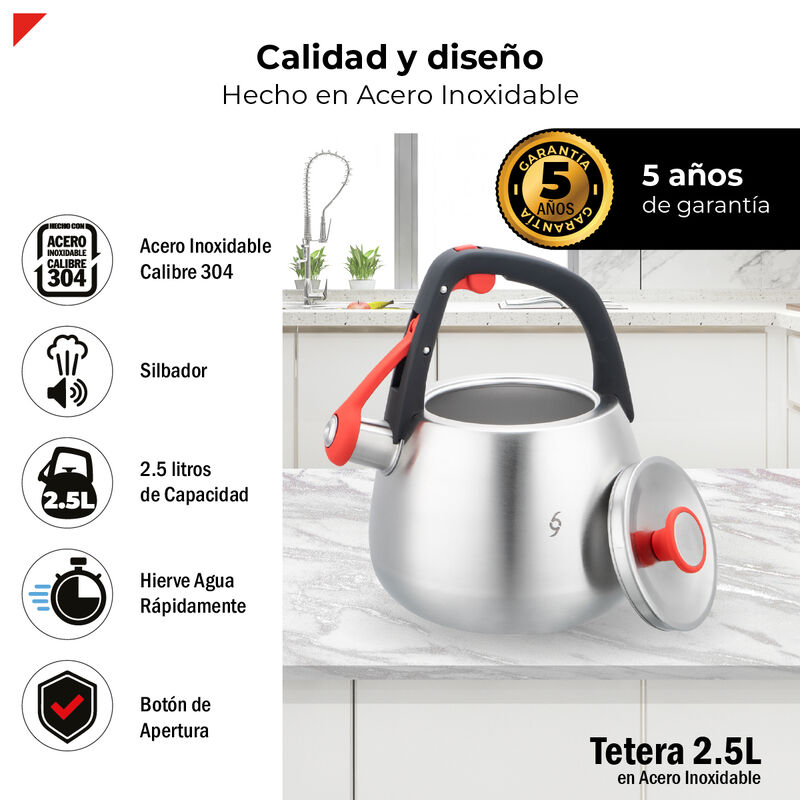 Tetera De 2.5 Litros De Capacidad Acero Inox 30... image number null