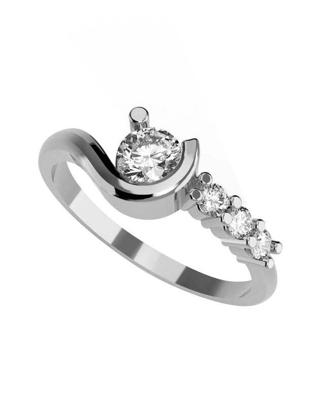 Anillo de Compromiso en Oro de 14K con Circonia... image number null