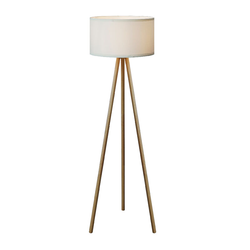 L&aacute;mpara Piso Blanco/madera Vintage Minimalista ... image number null