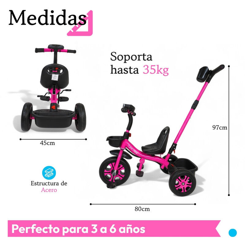 Triciclo C/ Bast&oacute;n Dirigible Musical C/ Luz TEK... image number null