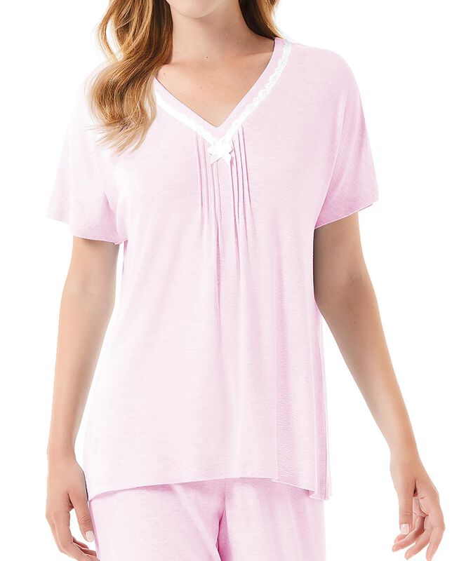 Pijama Largo con Puntilla Rosa image number null