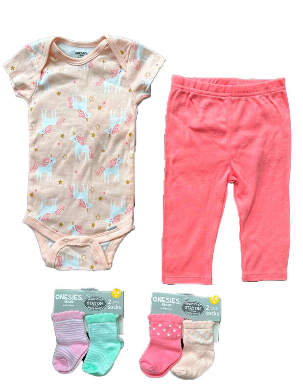 Kit 4 Piezas Beb&eacute; Ni&ntilde;a Onesies Pa&ntilde;alero, Pantal... image number null
