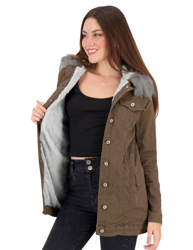 Cazadora Mujer Con Gorro Peluche Desmontable image number null