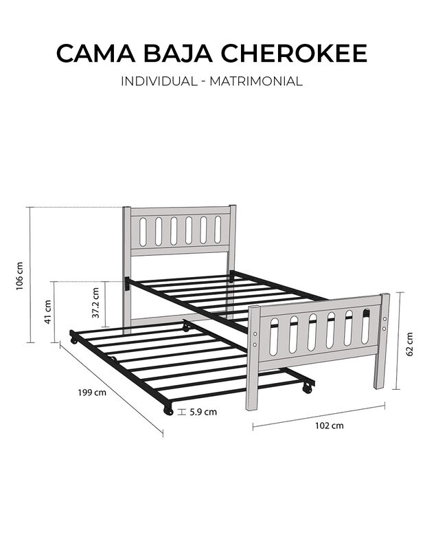 Cama Baja Cherokee Gris image number null
