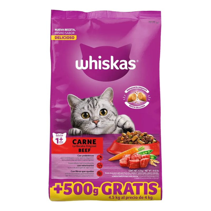 Whiskas Alimento Para Gatos Sabor Carne Adultos... image number null